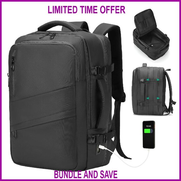 Expandable Carry-On Backpack with USB Port, Flight Approved, 18.9\